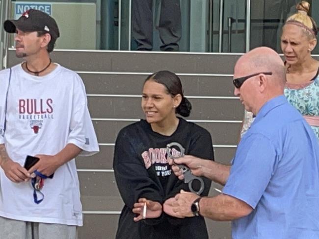 Esther Theresa Fisher was arrested outside Rockhampton courthouse after being sentenced for robbery