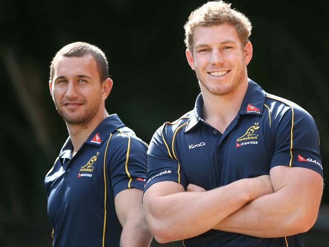 Cooper and Pocock on a return to their old school in East Brisbane. Picture: Adam Armstrong