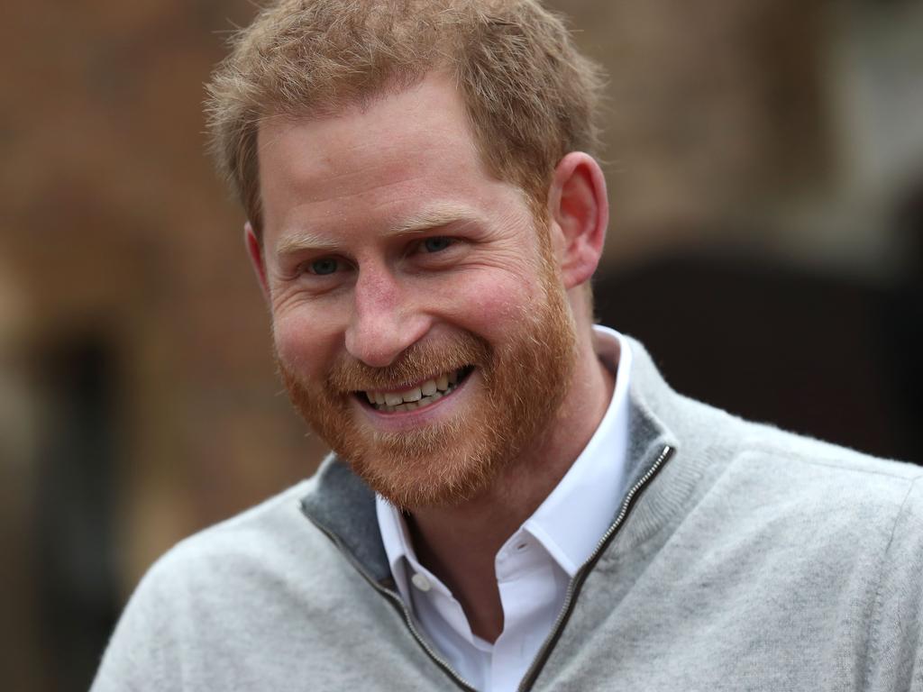 Harry could not contain his excitement during a press conference to announce the arrival of their ‘very healthy boy’. Picture: Steve Parsons / Pool / AFP 