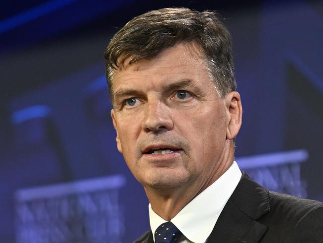 CANBERRA, AUSTRALIA  - NewsWire Photos - April 2, 2025: Shadow Treasurer of Australia, Angus Taylor addresses the National Press Club of Australia in Canberra for the Post Budget Reply Address. Picture: NewsWire / Martin Ollman