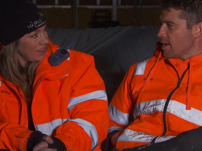 The moment Ryan realises he shouldn't expect much in the way of conversation for the rest of the night. Picture: Channel Nine