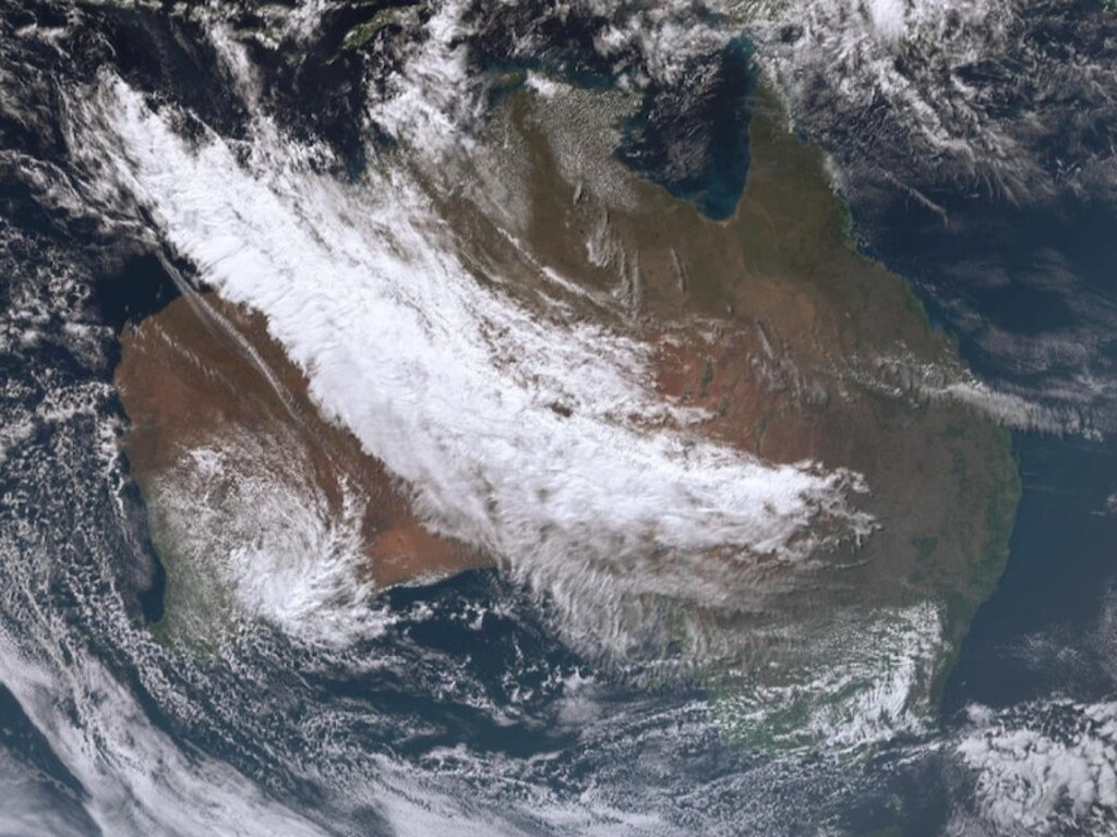 A satellite image of the rain band. Picture: BOM.