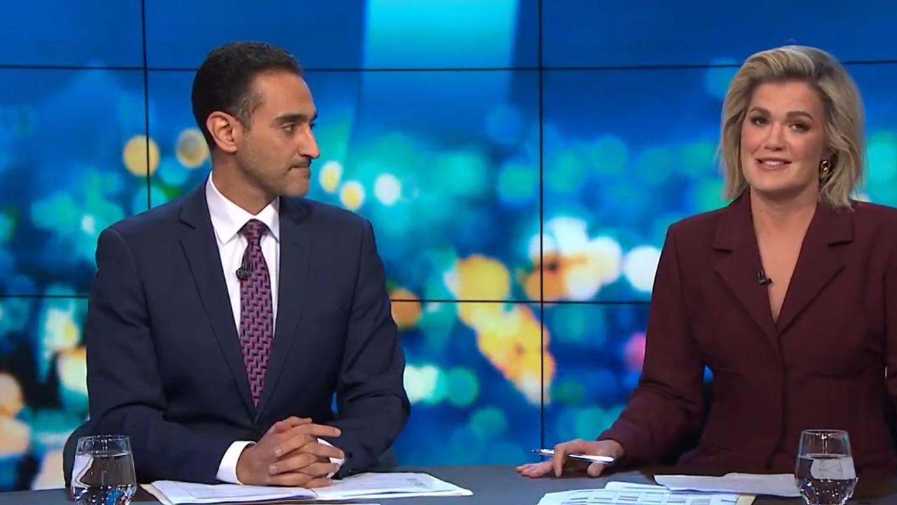 Waleed Aly and Sarah Harris awkwardly addressed the show being axed. Picture: 10