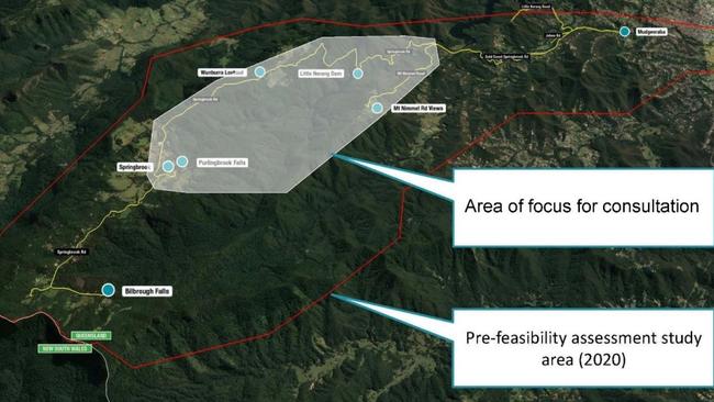 Area in the Gold Coast hinterland being considered for the proposed cableway. This is where consultation has occurred. Graphic: Gold Coast City Council.