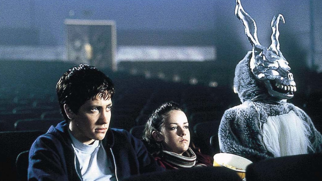 Jake Gyllenhaal, Jena Malone and Frank the Bunny in Donnie Darko.