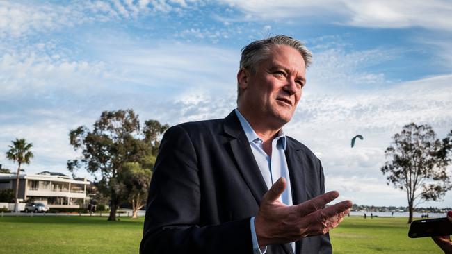 Mathias Cormann says the new scaled back JobKeeper rate will begin “weaning” businesses off the support program. Picture: Tony McDonough