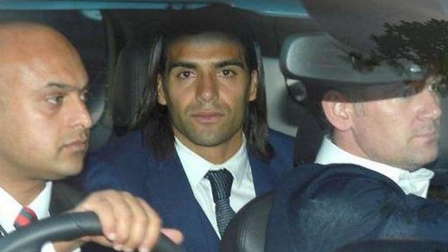 Falcao arriving at Carrington for his Manchester United medical.