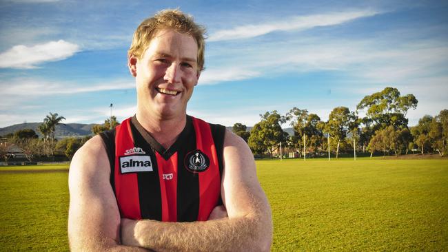 Rostrevor Old Collegians full forward Drew Litster in 2010 after booting 15 goals in one game. He reached the 1000-goal-mark that year. Picture: File