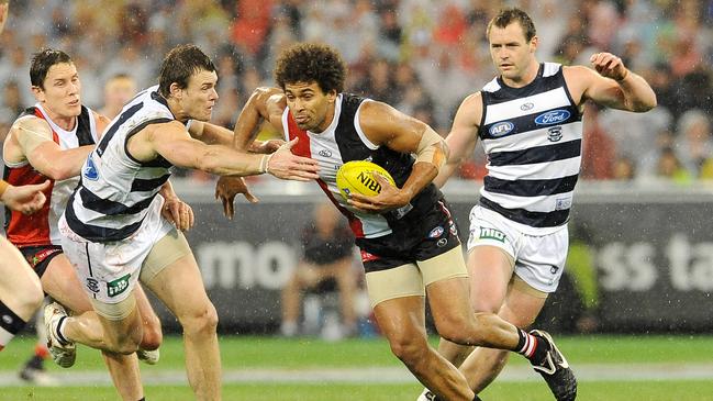 Cameron Mooney’s lunging tackle on James Gwilt in the dying seconds of the 2010 qualifying final was adjudged illegal, giving the Saints the win.