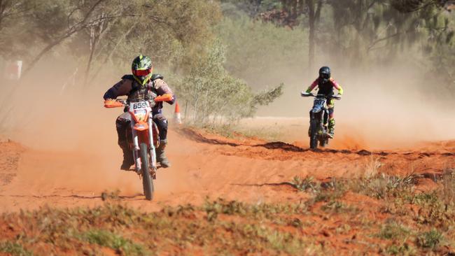 Riders tackling the 2024 Tatts Finke Desert Race. Picture: Gera Kazakov