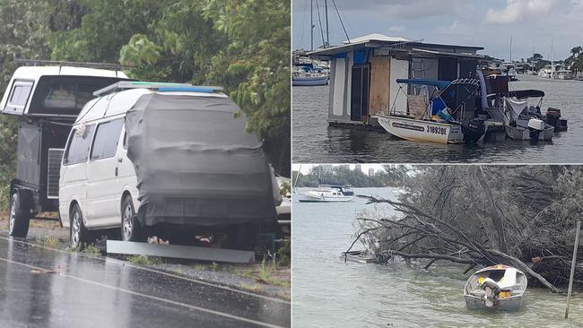 Boats in the Gold Coast Broadwater before Cyclone Alfred crosses the Coast.