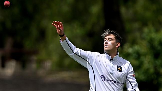 GDCA: Bacchus Marsh bowler Jack Powell at the top of his mark. Picture: Andy Brownbill