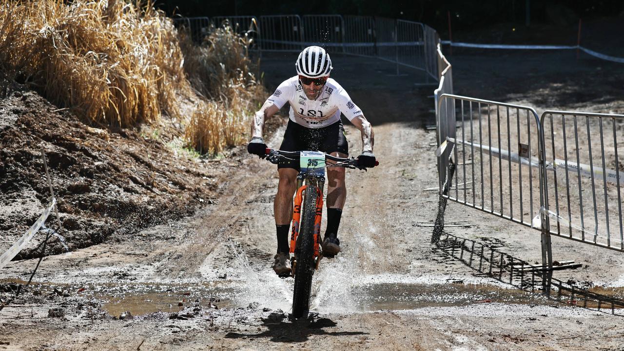 The UCI Masters Mountain Bike World Championships has begun at Smithfield Mountain Bike Park, with competitors over 35 years competing on the rainforest trails for the title of World Champion. Two time World Champion in the over 40 year men's category, Patxi Cia, from Spain, completes a practice session at Smithfield Mountain Bike Park. Picture: Brendan Radke