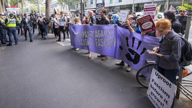 Anti-racism protesters outside court. Picture: Eugene Hyland