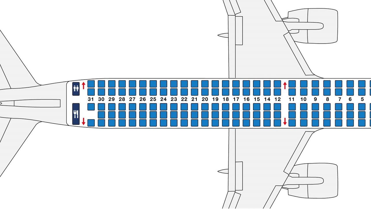 The Croatia Airlines A220-300 seating map shows a missing seat. It also skips row 13.