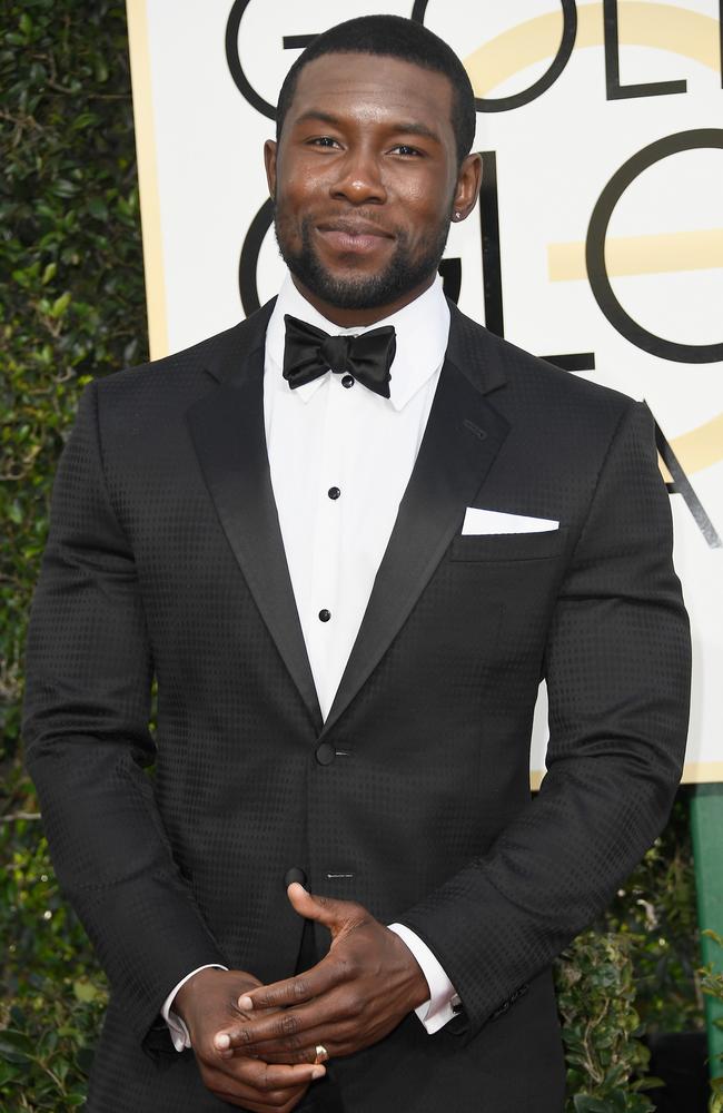 Trevante Rhodes also wears clothes. Picture: Getty Images