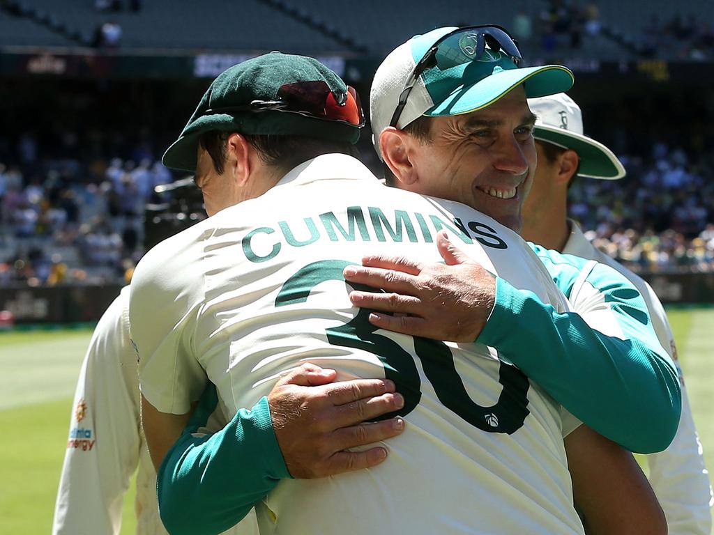 The relationship between Pat Cummins and Justin Langer is strained. Picture: Hamish Blair / AFP