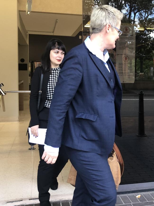 Michelle Duncan (front) leaves court with her client Natalie Matti.