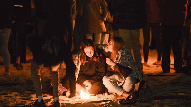 Hundreds attended the candle light vigil for Sophia Naismith at Brighton High School. Picture: Brenton Edwards)