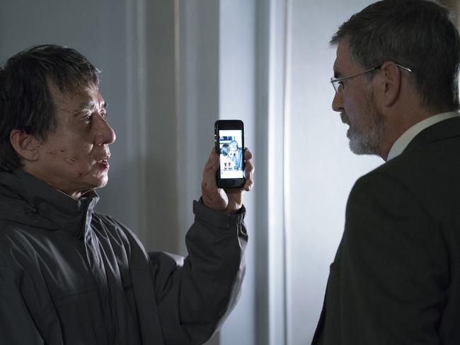 This image released by STX Entertainment shows Jackie Chan, left, and Pierce Brosnan in a scene from "The Foreigner." (Christopher Raphael/STX Entertainment via AP)