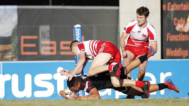 Marsden’s Will Semu scores in the Walters Cup grand final. Picture: Josh Woning