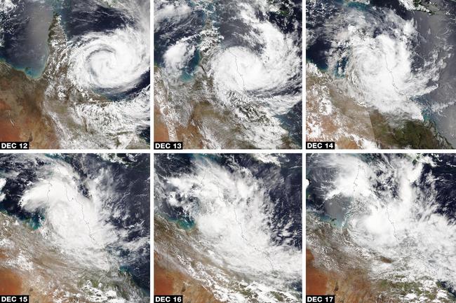 A composite image shows the progression of Cyclone Jasper and its aftermath still impacting the region. Picture: NASA Worldview