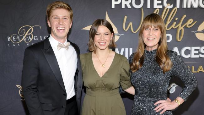 Robert, Bindi and Terri Irwin attend the Steve Irwin gala to support the Wildlife Warriors conservation organisation in Las Vegas in May. Picture: Getty Images