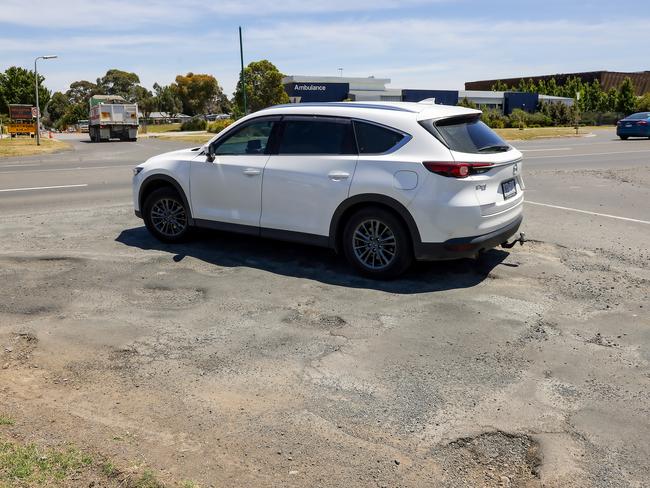 Dodging potholes has become a regular occurrence for Mitchell Shire commuters. Picture: Ian Currie