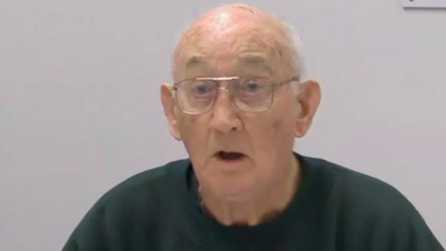 Screen grabs from the Royal Commission Live hearing with priest Gerald Ridsdale pictured. 27 May 2015.