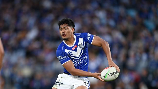 Rising Bulldogs star Karl Oloapu has been ruled out of the Samoa squad ahead of the Pacific Championship. Picture: NRL Photos