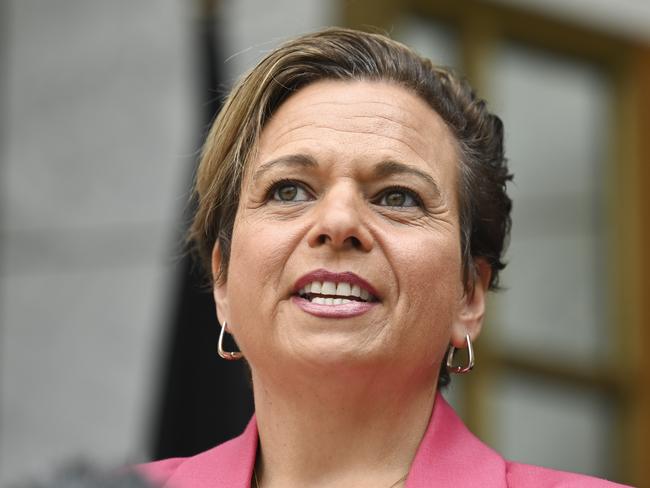 CANBERRA, AUSTRALIA, NewsWire Photos. JANUARY 24, 2024: The Prime Minister, Anthony Albanese and Minister for Communications, Michelle Rowland announce the new ABC Chair Kim Williams at Parliament House in Canberra. Picture: NCA NewsWire / Martin Ollman