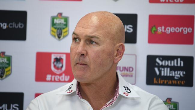 Paul McGregor was shattered after the Dragons’ heavy loss to the Bulldogs. Picture: AAP