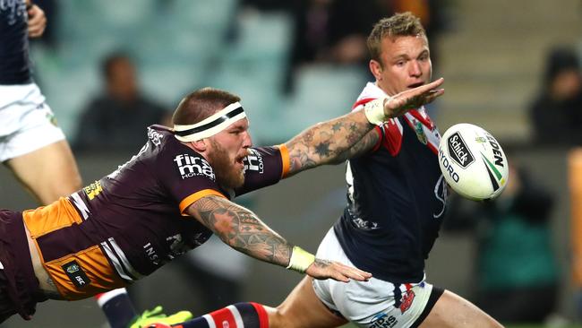 Josh McGuire attempts to score during the first half.