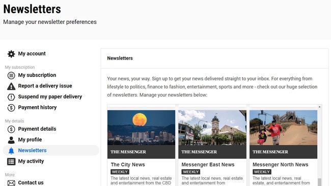 Click on Newsletters in preferences to start selecting your Messenger local newsletter.