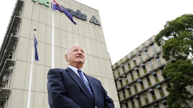 Former chairman of Country Roads Board Tom Russell outside the VicRoads building in Kew back in 2011.