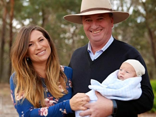 Vikki Campion and Barnaby Joyce with their son Samuel. Picture: Channel 7