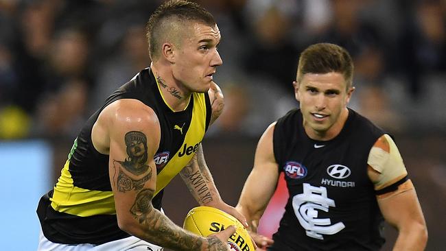 Dustin Martin burst out of the blocks against Carlton in Round 1.