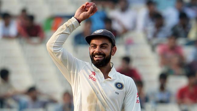 India captain Virat Kohli gestures during play on the fourth day of the second Test against New Zealand.