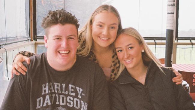 Luke with his sisters Taylah and Emilee. Picture: Supplied