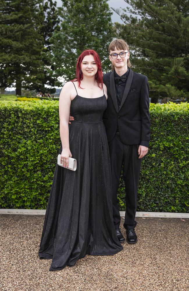 Sylvia Leahy and Toby Muller at Centenary Heights State High School formal at Picnic Point, Friday, November 15, 2024. Picture: Kevin Farmer