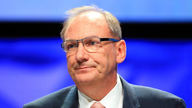 17/10/17 Chairman John Mullen during Telstra's AGM at Melbourne's convention and exhibition centre. Aaron Francis/The Australian