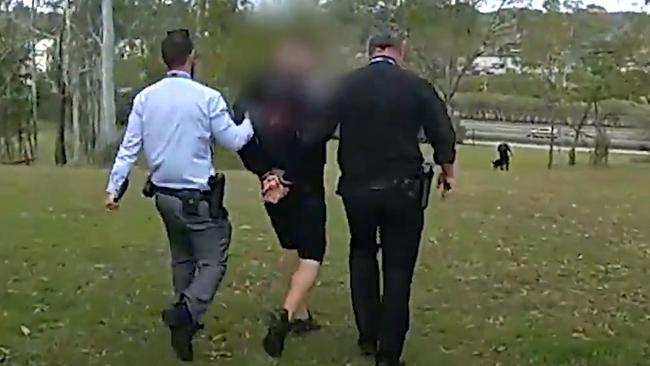 Police make an arrest in a blitz on youth crime. Pic: QPS