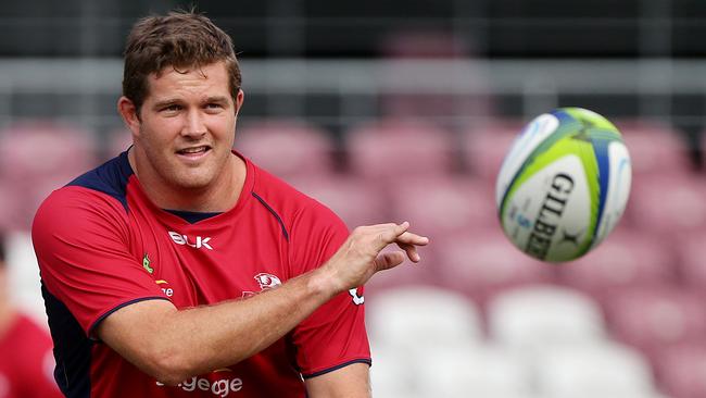 Reds prop Greg Holmes at training at Ballymore.