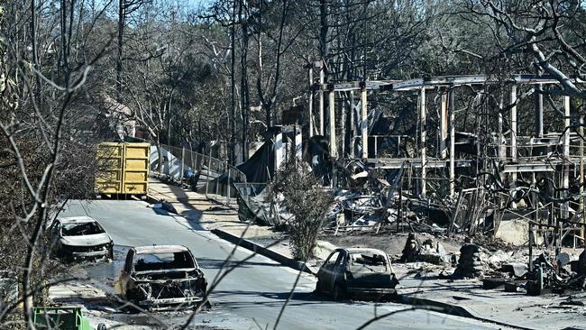 Cars destroyed by the Palisades Fire are seen in the Pacific Palisades neighborhood of Los Angeles, California. Picture: AFP