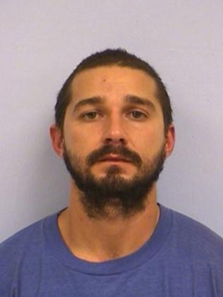 Shia LaBeouf’s 2015 mugshot for public drunkenness. Picture: Austin Police Department via Getty Images