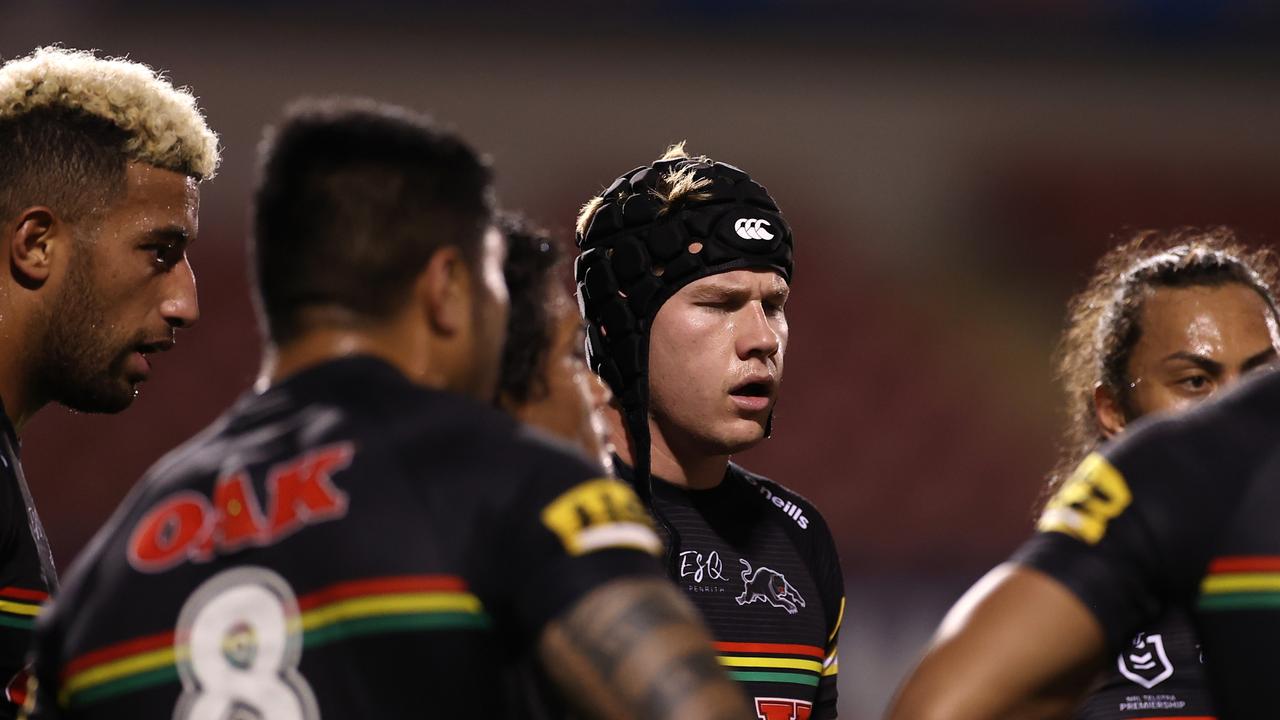 SYDNEY, AUSTRALIA – JULY 02: Matt Burton of the Panthers looks on after an Eels try during the round 16 NRL match between the Penrith Panthers and the Parramatta Eels at BlueBet Stadium on July 02, 2021, in Sydney, Australia. (Photo by Mark Kolbe/Getty Images)