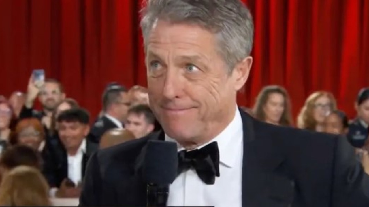 Hugh Grant seemed unimpressed during the awkward interaction. Picture: ABC US