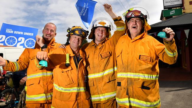 Woodside CFS volunteers Dave Shepherd, Lieutenant Lance Lawson, James Dunn and Barry Langbein at the Woodside start. Picture: Tricia Watkinson