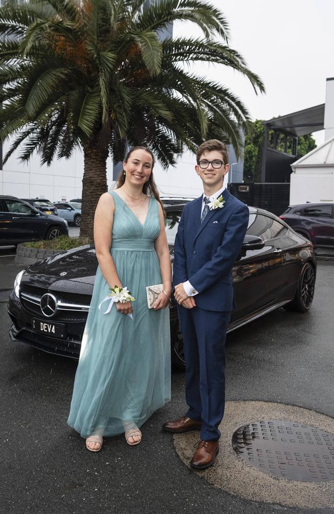 Emma Stinson partners Toowoomba Flexi School graduate Jackson Tipple to the formal at Burke and Wills Hotel, Thursday, October 10, 2024. Picture: Kevin Farmer