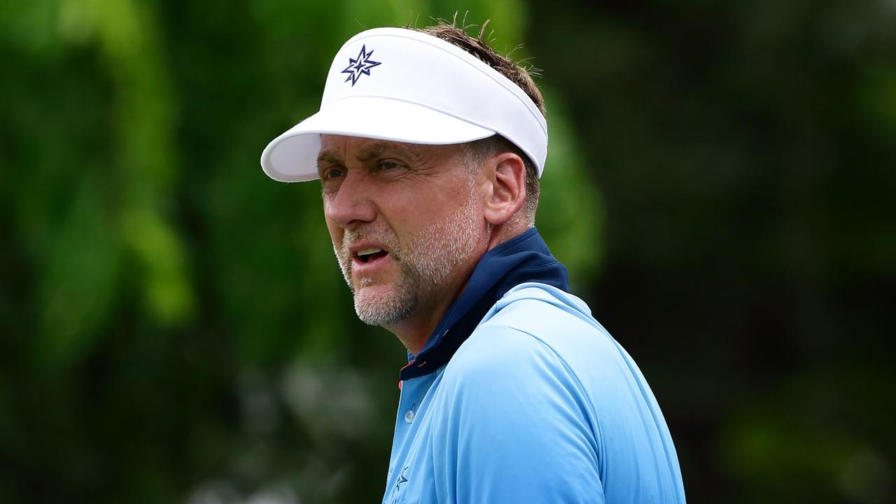 SINGAPORE, SINGAPORE - APRIL 28:Ian Poulter of Majesticks GC in action during day one of the LIV Golf Invitational - Singapore at Sentosa Golf Club on April 28, 2023 in Singapore. (Photo by Suhaimi Abdullah/Getty Images)